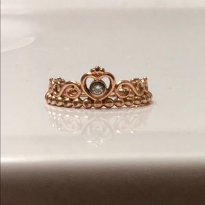 Rose gold pandora princess ring